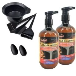 2x Hair Relaxer Hair Straightener Japanese Relaxer 500ml +Mixing Bowl Brush